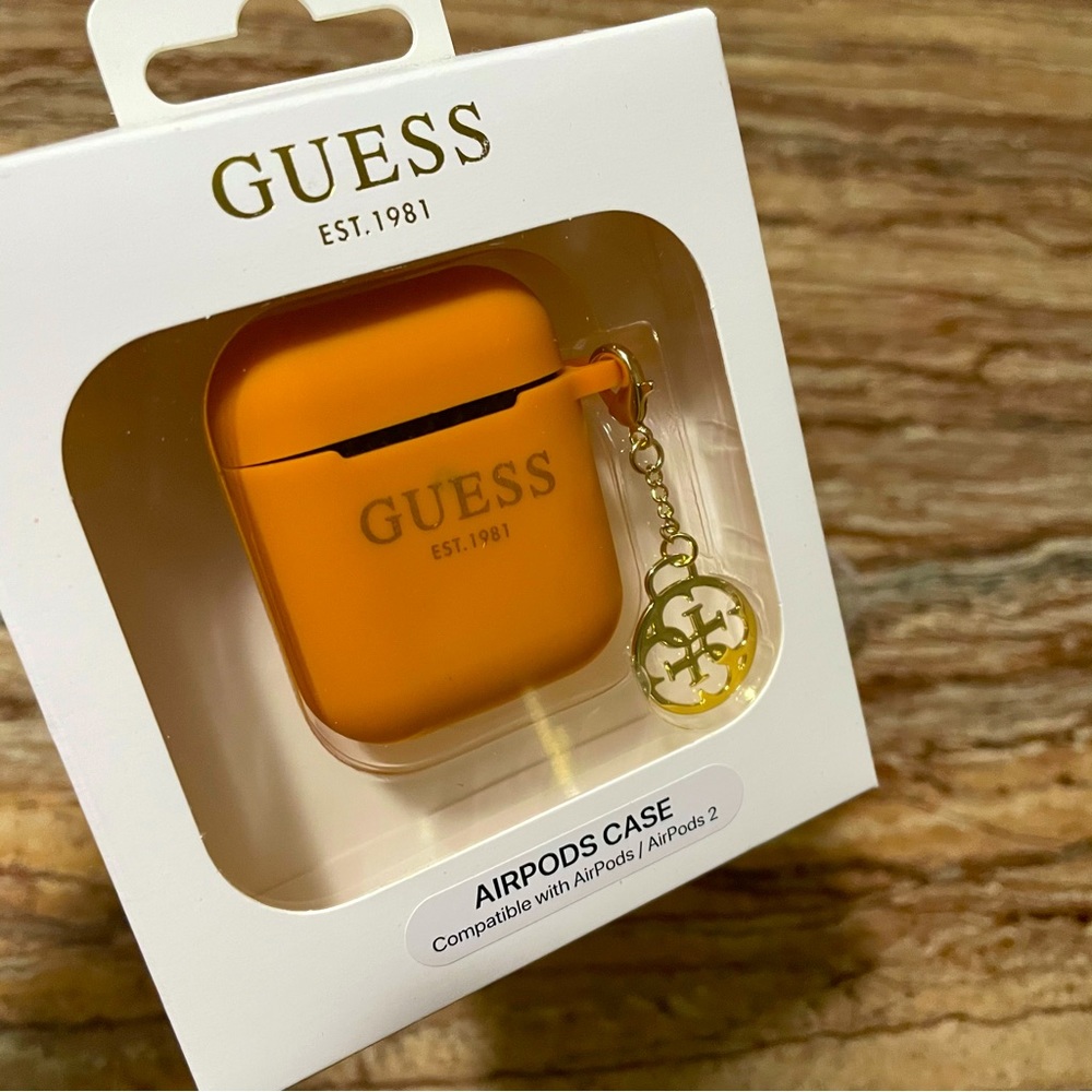 Guess Orange AirPods 1 and 2 Generation Case Cover NWT